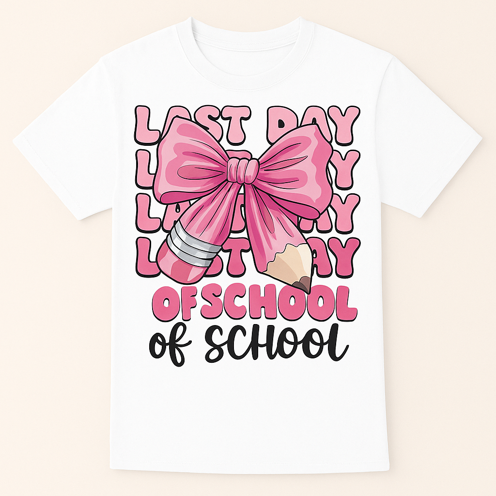 "Last Day of School: Pink Pencil Bow" T-Shirt