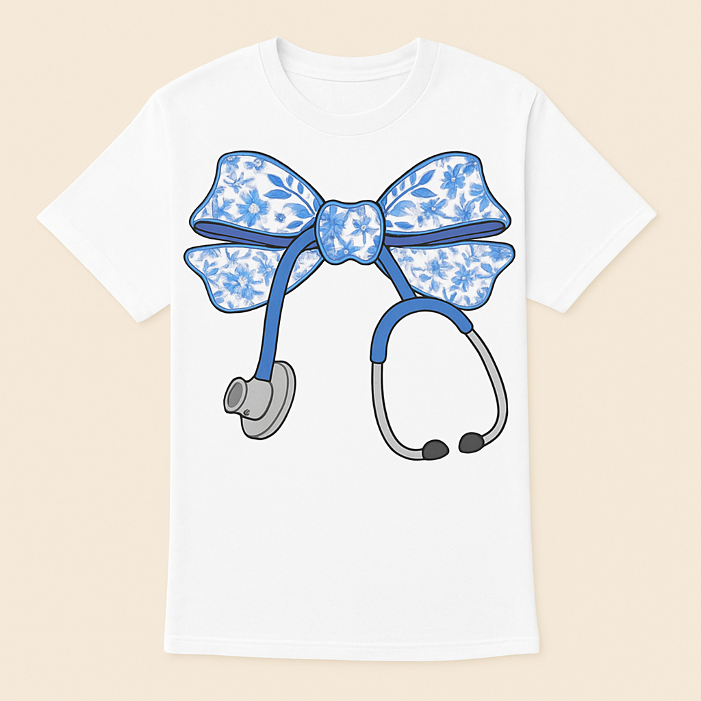 "Nurse Paisley Bow" T-shirt