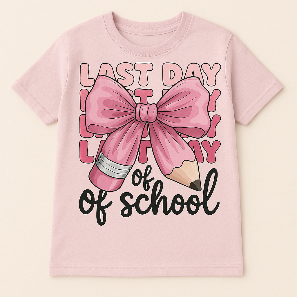 "Last Day of School: Pink Pencil Bow" T-Shirt